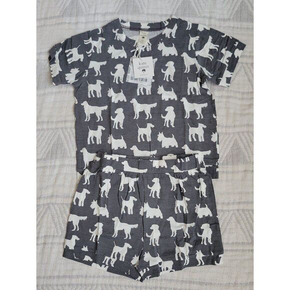 Kate Quinn Retro shortie and top set blackboard dogs bamboo 7y - Picture 1 of 5